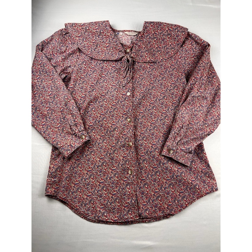 VTG Gotcha Covered Shirt Rnd Collar Paisley Floral Long Sleeve Peasant Grunge Lg